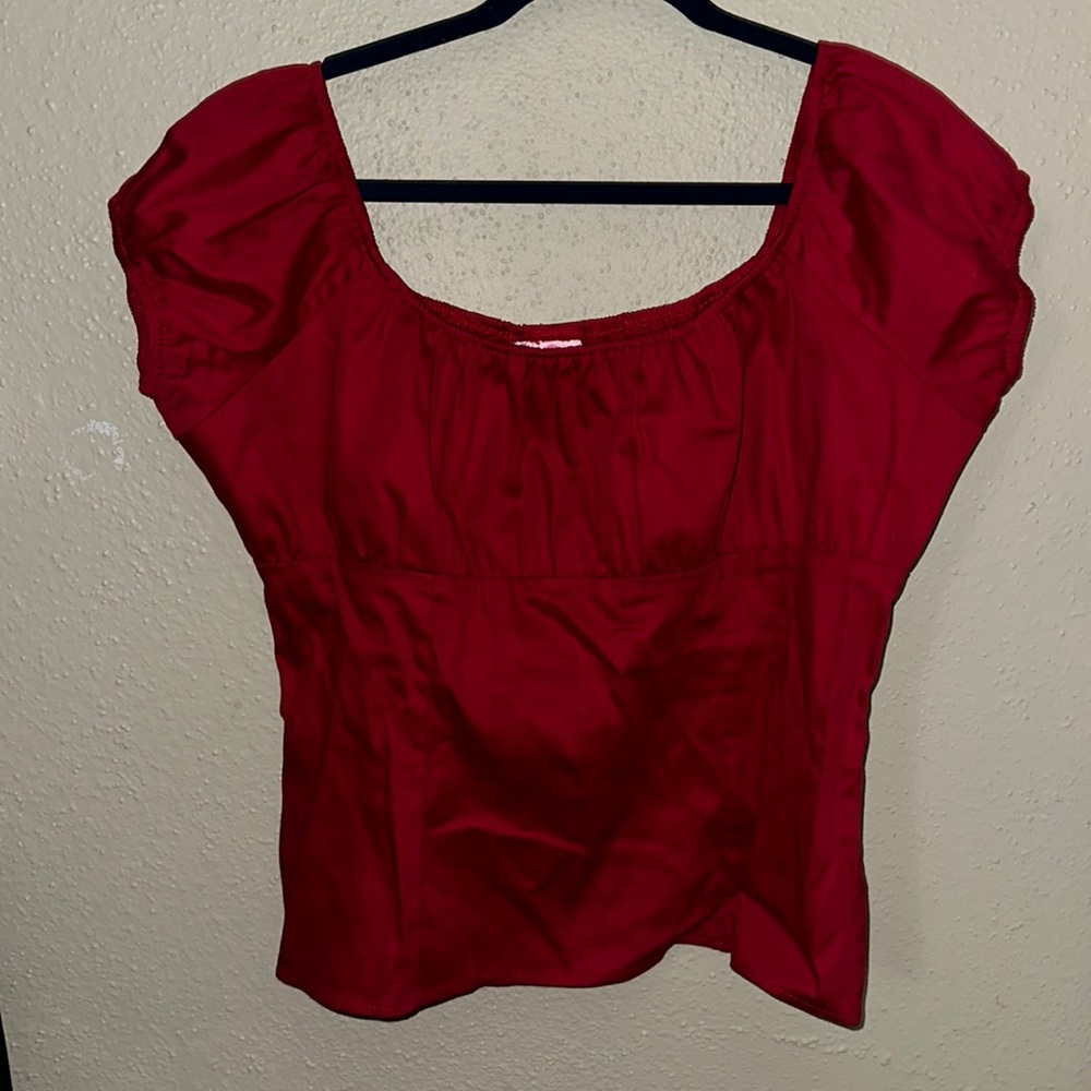 Pinup girl clothing Peasant top 2XL Red